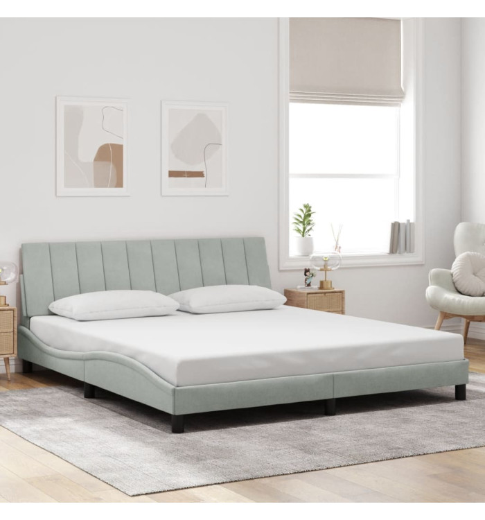 Cadre de lit sans matelas gris clair 180x200 cm velours | Mobilier & Déco