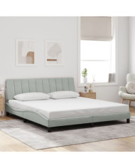 Cadre de lit sans matelas gris clair 180x200 cm velours | Mobilier & Déco