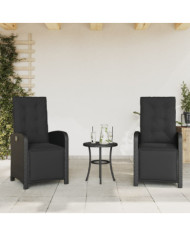 Chaises inclinables de jardin lot de 2 repose-pied noir rotin | Mobilier & Déco