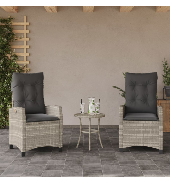 Chaises inclinables jardin lot de 2 et coussins résine tressée | Mobilier & Déco