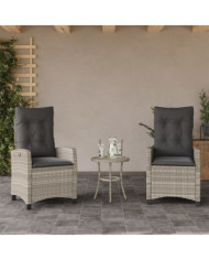 Chaises inclinables jardin lot de 2 et coussins résine tressée | Mobilier & Déco
