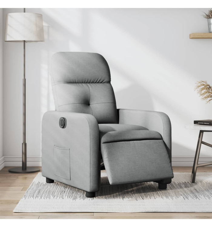 Fauteuil inclinable électrique Gris clair Tissu | Mobilier & Déco
