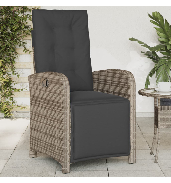 Chaise inclinable de jardin et repose-pied gris résine tressée | Mobilier & Déco