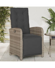 Chaise inclinable de jardin et repose-pied gris résine tressée | Mobilier & Déco