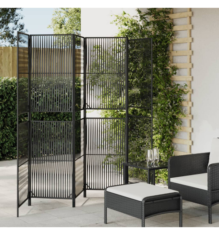 Cloison de séparation 6 panneaux noir résine tressée | Mobilier & Déco