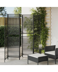 Cloison de séparation 6 panneaux noir résine tressée | Mobilier & Déco