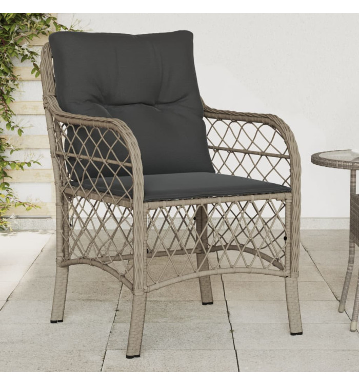 Chaises de jardin coussins lot de 2 gris clair résine tressée | Mobilier & Déco