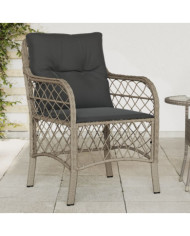 Chaises de jardin coussins lot de 2 gris clair résine tressée | Mobilier & Déco