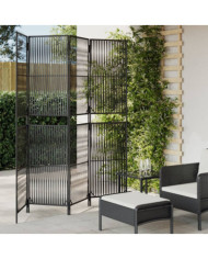 Cloison de séparation 4 panneaux noir résine tressée | Mobilier & Déco