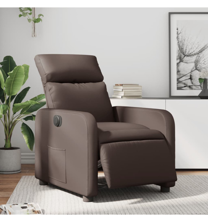 Fauteuil inclinable électrique Marron Similicuir | Mobilier & Déco