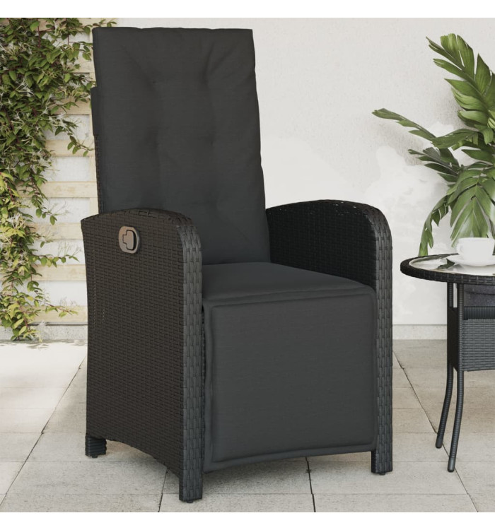 Chaise inclinable de jardin et repose-pied noir résine tressée | Mobilier & Déco