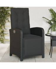 Chaise inclinable de jardin et repose-pied noir résine tressée | Mobilier & Déco
