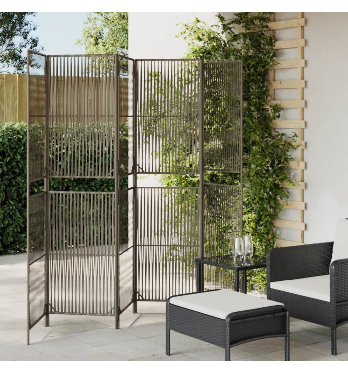 Cloison de séparation 6 panneaux gris résine tressée | Mobilier & Déco