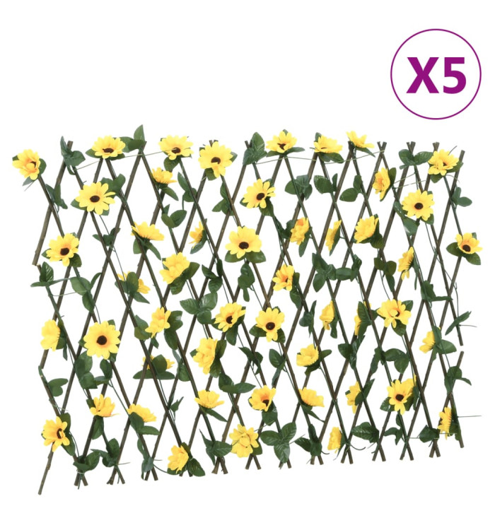  Treillis de lierre artificiel extensible 5 pcs jaune 180x60 cm | Mobilier & Déco