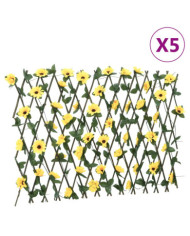  Treillis de lierre artificiel extensible 5 pcs jaune 180x60 cm | Mobilier & Déco
