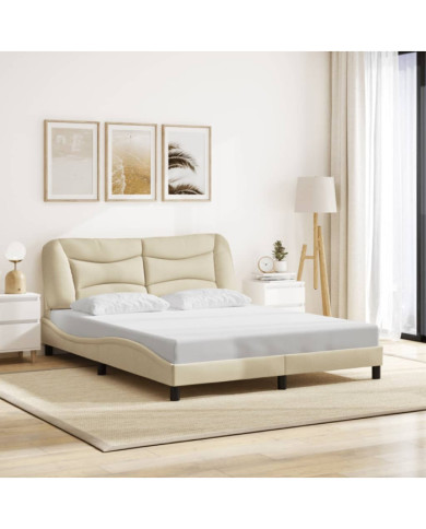 Cadre de lit sans matelas crème 160x200 cm tissu | Mobilier & Déco
