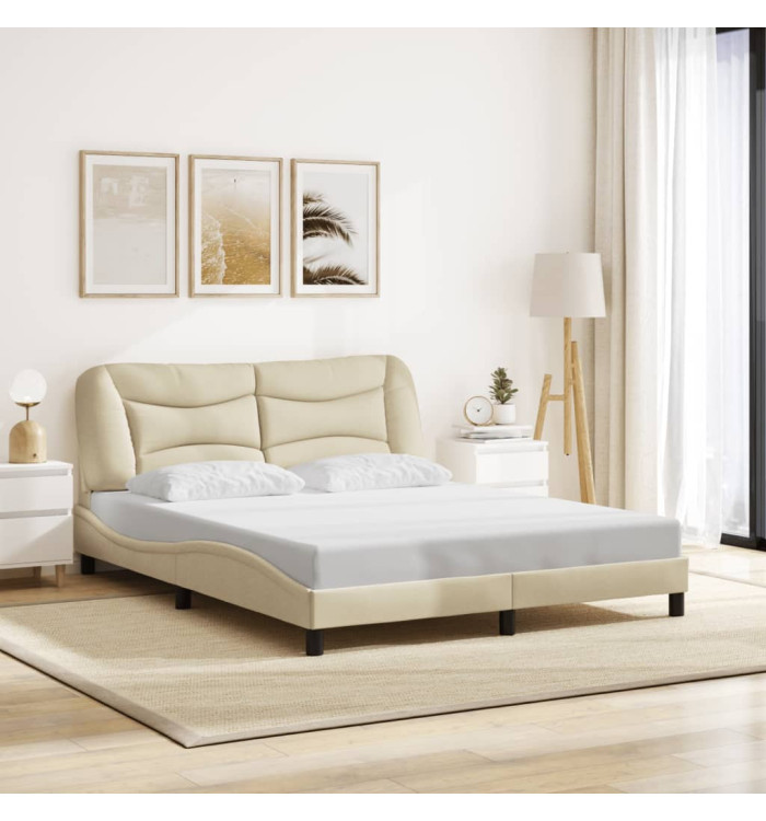 Cadre de lit sans matelas crème 160x200 cm tissu | Mobilier & Déco