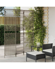 Cloison de séparation 3 panneaux gris résine tressée | Mobilier & Déco