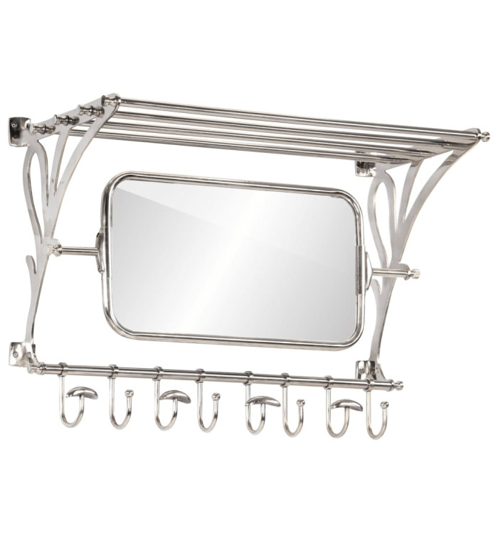 Porte-bagages avec cintres et miroir mural aluminium | Mobilier & Déco