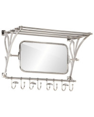 Porte-bagages avec cintres et miroir mural aluminium | Mobilier & Déco