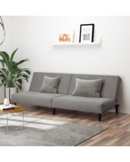 Canapé-lit à 2 places gris clair velours | Mobilier & Déco