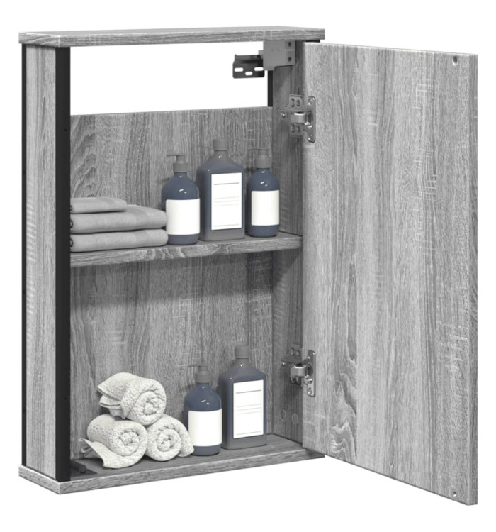 Armoire à miroir de salle de bain sonoma gris bois d’ingénierie | Mobilier & Déco