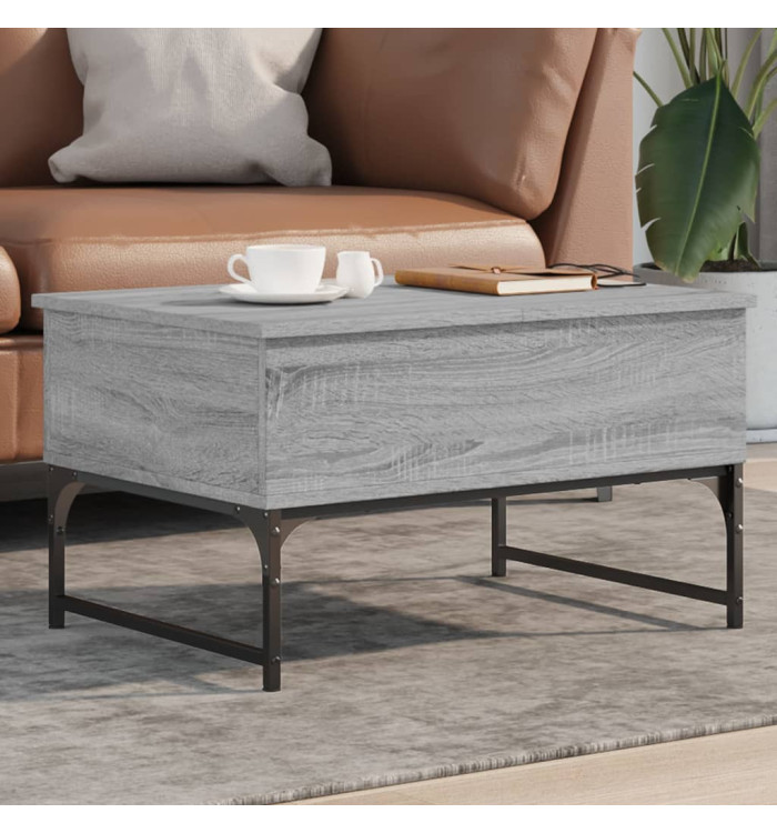 Table basse sonoma gris 70x50x40 cm bois d'ingénierie et métal | Mobilier & Déco