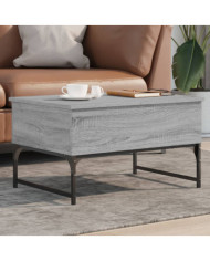 Table basse sonoma gris 70x50x40 cm bois d'ingénierie et métal | Mobilier & Déco