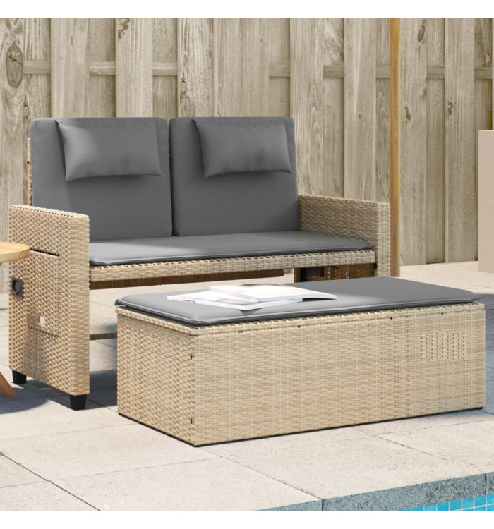 Banc inclinable de jardin avec coussins beige résine tressée | Mobilier & Déco