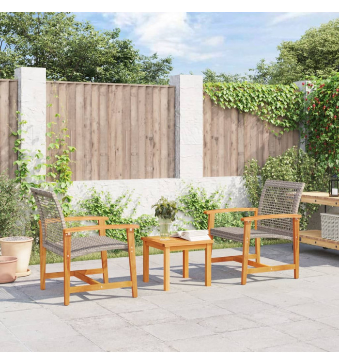 Chaises de jardin lot de 2 gris résine tressée et bois d’acacia | Mobilier & Déco