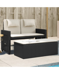 Banc inclinable de jardin avec coussins noir résine tressée | Mobilier & Déco