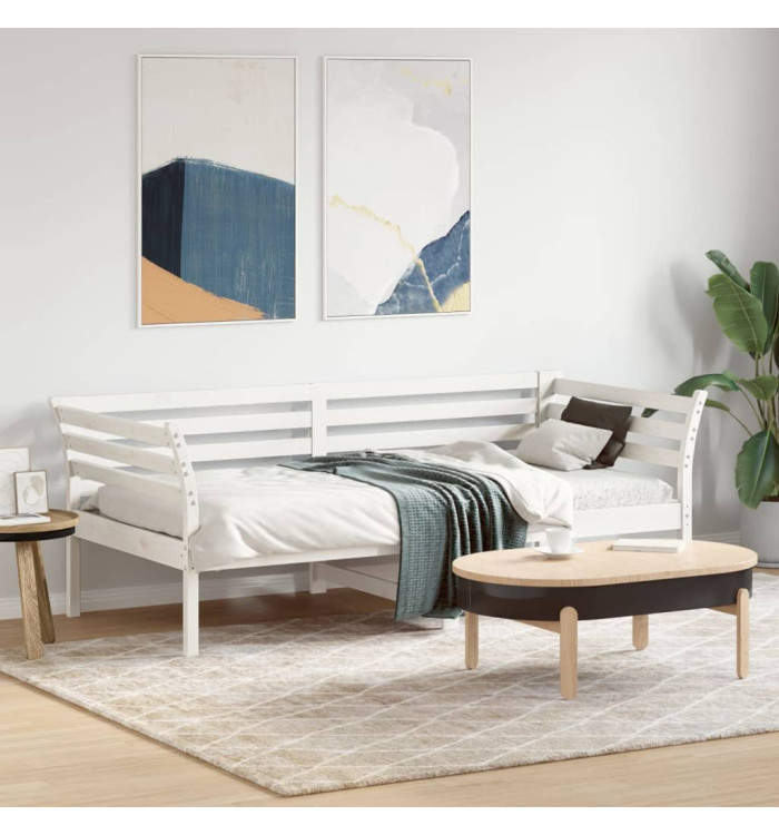 Lit de jour sans matelas blanc 75x190 cm bois de pin massif | Mobilier & Déco