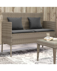 Banc de jardin avec coussins gris résine tressée | Mobilier & Déco