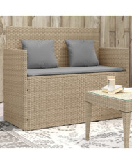 Banc de jardin avec coussins beige résine tressée | Mobilier & Déco