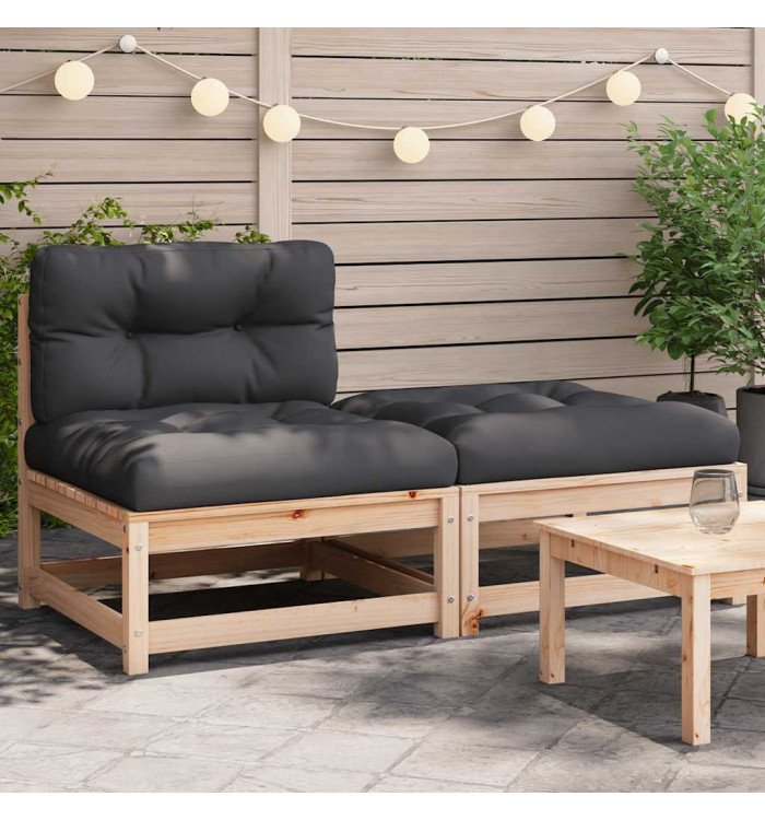 Canapé de jardin sans accoudoirs avec coussins et repose-pieds | Mobilier & Déco
