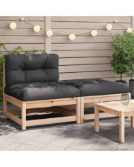 Canapé de jardin sans accoudoirs avec coussins et repose-pieds | Mobilier & Déco