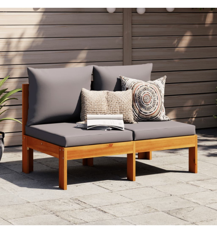 Canapé de jardin sans accoudoirs coussins 2 places bois acacia | Mobilier & Déco