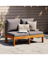 Canapé de jardin sans accoudoirs coussins 2 places bois acacia | Mobilier & Déco