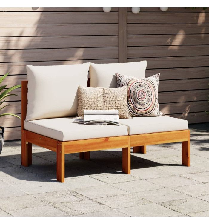 Canapé de jardin sans accoudoirs coussins 2 places bois acacia | Mobilier & Déco