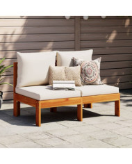 Canapé de jardin sans accoudoirs coussins 2 places bois acacia | Mobilier & Déco