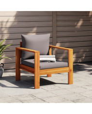 Chaise de jardin avec coussins bois massif d'acacia | Mobilier & Déco