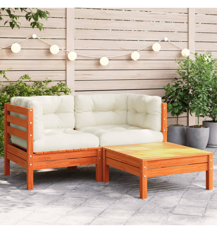 Canapé de jardin avec coussins et repose-pied 2 places | Mobilier & Déco