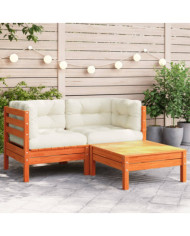 Canapé de jardin avec coussins et repose-pied 2 places | Mobilier & Déco