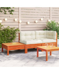 Canapé de jardin avec coussins et repose-pied bois pin massif | Mobilier & Déco