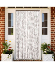 Rideau anti-mouches taupe et blanc 100x200 cm chenille | Mobilier & Déco