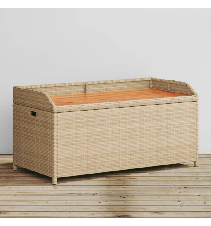 Banc de rangement mélange beige résine tressée et bois d'acacia | Mobilier & Déco