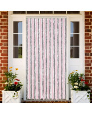 Rideau anti-mouches gris argenté et rose 90x200 cm chenille | Mobilier & Déco