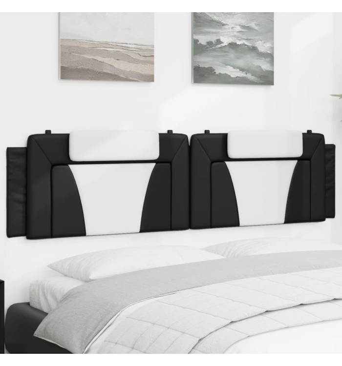 Coussin de tête de lit noir et blanc 200 cm similicuir | Mobilier & Déco