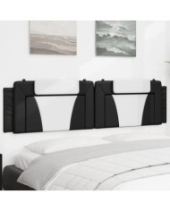 Coussin de tête de lit noir et blanc 200 cm similicuir | Mobilier & Déco