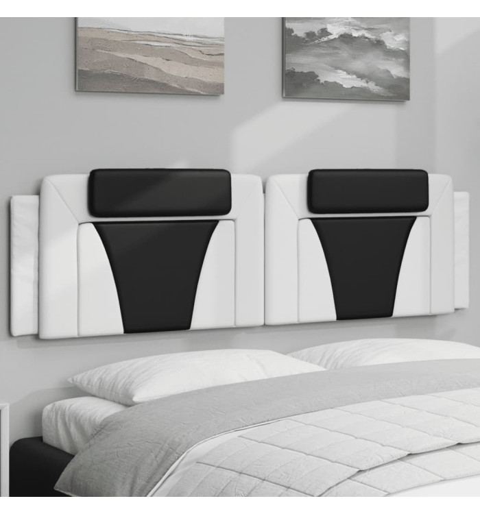 Coussin de tête de lit blanc et noir 180 cm similicuir | Mobilier & Déco